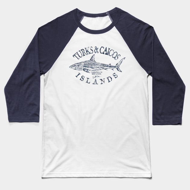 Turks & Caicos Islands Caribbean Reef Shark Baseball T-Shirt by jcombs